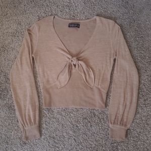 A&F Soft A F Cozy Cropped Tie Front Sweater